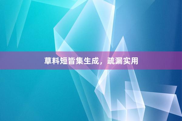 草料短皆集生成，疏漏实用